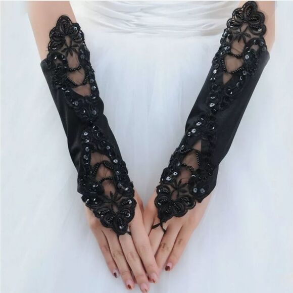 Pearl lace Bridal glove Wedding Prom Party Costume - Picture 1 of 2